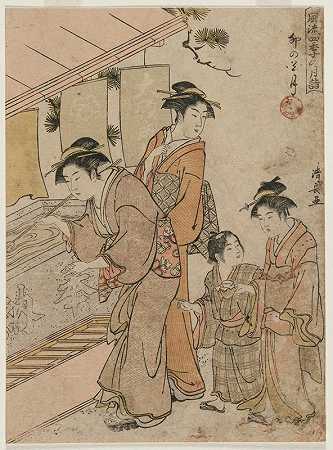 第四个月（摘自《四季观》系列）`The Fourth Month (from the series Fashionable Monthly Visits to Temples in the Four Seasons) (1784) by Torii Kiyonaga