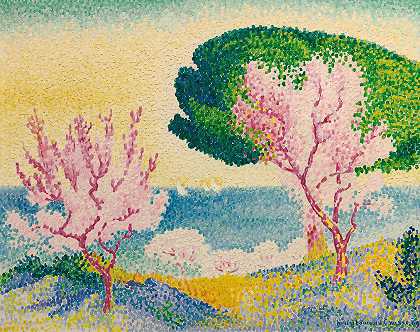 粉红色弹簧`Printemps Rose (1908) by Henri-Edmond Cross