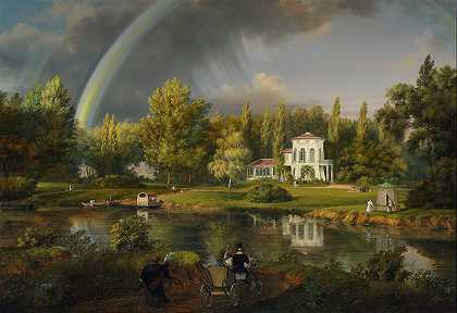威兰沃的莫瑞西尼克景观`View of Morysinek in Wilanów (1834) by Wincenty Kasprzycki