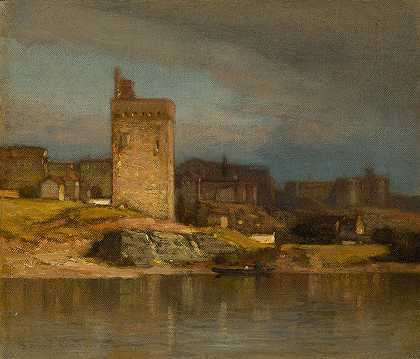 阿维尼翁老塔`Old Tower at Avignon (c. 1875) by Samuel Colman