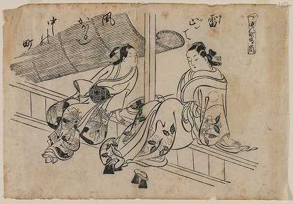 中野町的暮色`Twilight at Nakanocho (1686~1764) by Okumura Masanobu
