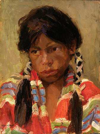 印度男孩（乔·阿切利塔）`Indian Boy (Joe Archelita) (1918) by Harriet Blackstone