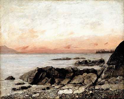 日落，维维，瑞士`Sunset, Vevey, Switzerland (1874) by Gustave Courbet