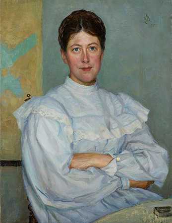 艺术家格尔达·伯格的肖像她的第二任妻子`Portrait of Gerda Bergh, The Artists Second Wife (1900) by Richard Bergh
