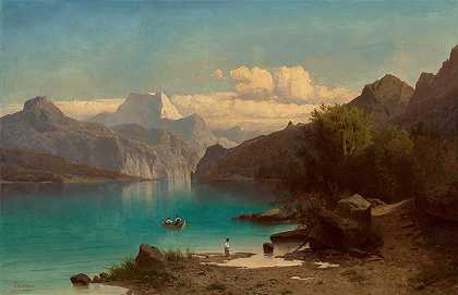 高山景观`Alpine Landscape by Franz Richard Unterberger