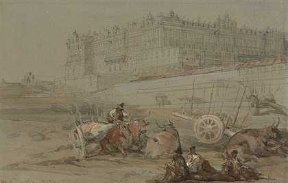 皇家宫殿，马德里，1832年`The Royal Palace, Madrid, 1832 (1832) by David Roberts