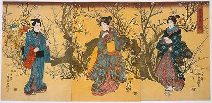 春花盛开`Spring Flowers at their Height (circa 1850) by Utagawa Kunisada (Toyokuni III)
