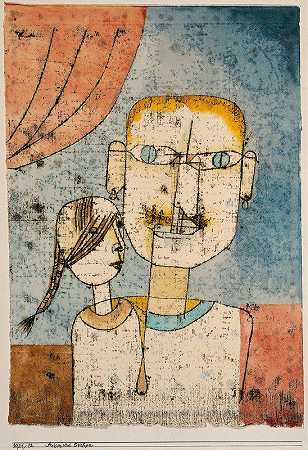 亚当和小夏娃`Adam and Little Eve (1921) by Paul Klee