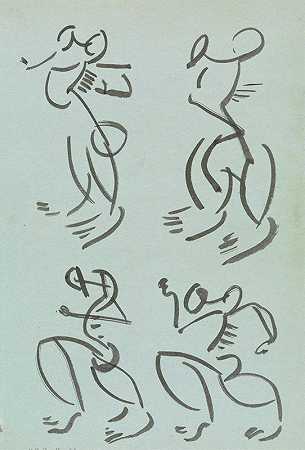 对舞蹈人物的四项研究。`Four Studies of Dancing Figures. (1910 ~ 1915) by Henri Gaudier-Brzeska