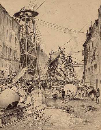人类解剖火星战争机器`Humans Dissecting Martian War Machines (1906) by Henrique Alvim Corrêa