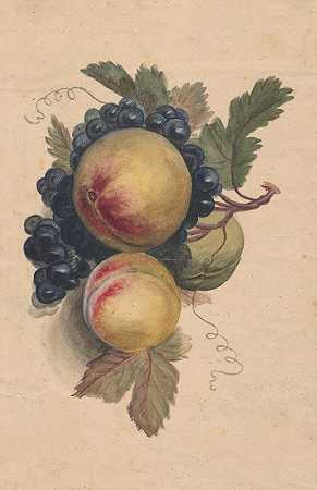 桃子和葡萄`Peaches and grapes (1800) by Henryka Beyer