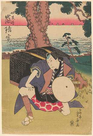 河岸边（带着胸膛和剑的战士）`By the River Shore (warrior with chest and sword) (19th century) by Ryūsai Shigeharu