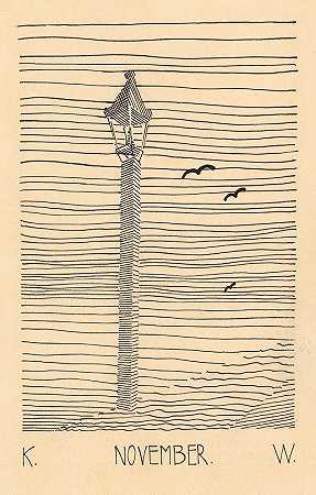 灯笼和三只鸟`Laterne und drei Vögel (around 1920) by Karl Wiener