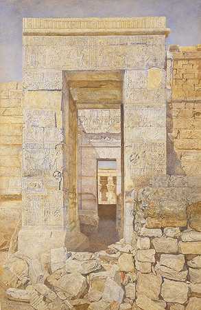 菲莱伊西斯神庙提比略室东入口`East Entrance, Room of Tiberius, Temple of Isis, Philae (1905) by Henry Roderick Newman