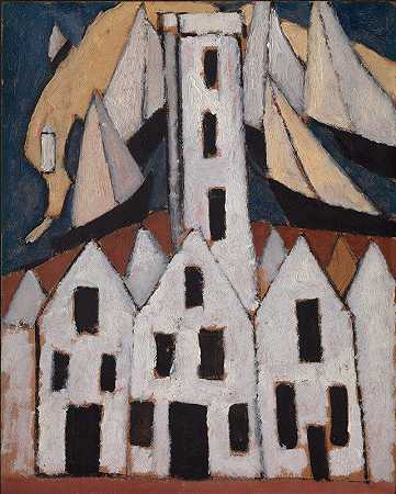 第五场运动，普罗文斯顿之家`Movement No. 5, Provincetown Houses (1916) by Marsden Hartley