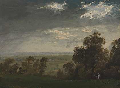景观，可能是怀特岛或里士满山`Landscape, Possibly the Isle of Wight or Richmond Hill (1815) by John Martin
