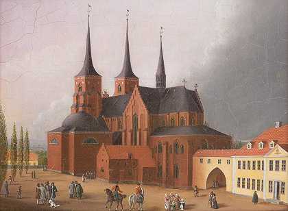 罗斯基尔德大教堂`Roskilde Cathedra (1841) by Johann Karl Schultz