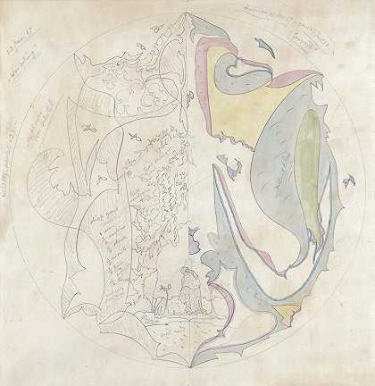 茶道陶瓷装饰设计与简约`Ontwerp voor aardewerkdecoratie van schotel Wandeling en Eenvoud (1917~12~13) by Theo Colenbrander