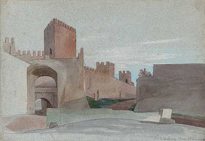 罗马圣洛伦佐门`Porta San Lorenzo, Rome (mid~19th century) by Victor-François-Eloi Biennourry
