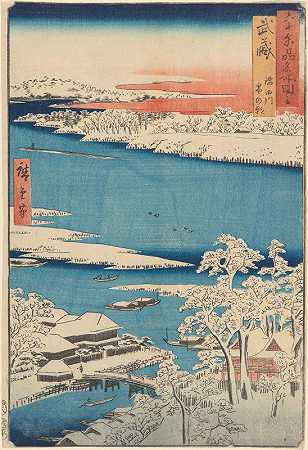 雪景、小岛、河流、海岸`Snow Scene, Islet, River, Shore (before 1858) by Andō Hiroshige