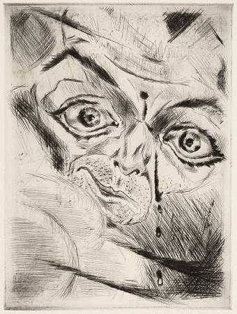 彼得前额有枪伤`Peter with a Gunshot Wound in His Forehead (1918) by Walter Gramatté
