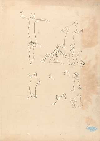 金牛洞舞者研究`Cave of the Golden Calf; Study of Dancers (1912) by Spencer Frederick Gore