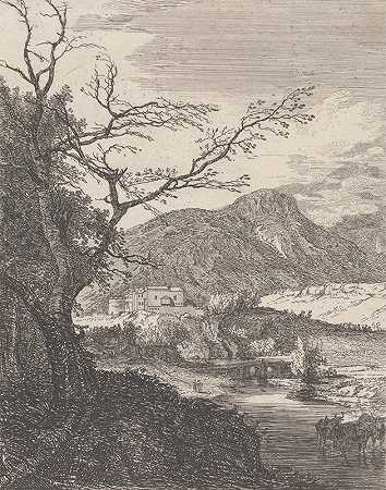 随想曲与爱丁堡城堡和亚瑟s座位`Capriccio with Edinburgh Castle and Arthurs Seat (before 1773) by Paul Sandby
