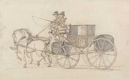 一辆旅行车和一对`A Travelling Coach and Pair by Henry William Bunbury