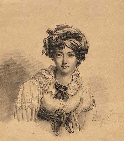 艺术家肖像她女儿`Portrait of the Artists Daughter (c. 1810) by Martin Drölling