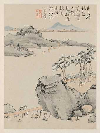 季节景观专辑，叶C（前叶6）`Album of Seasonal Landscapes, Leaf C (previous leaf 6) (1668) by Xiao Yuncong