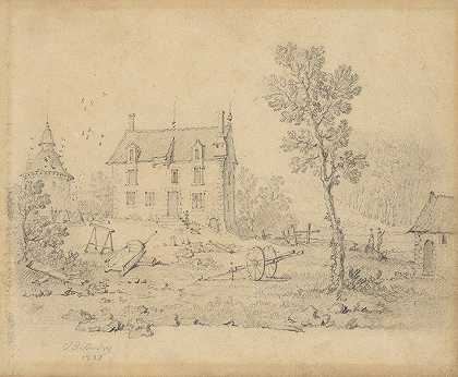 乡村农舍`Country Farmhouse (1728) by Jean-Baptiste Oudry