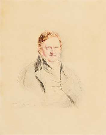 约翰·瓦利的肖像`Portrait of John Varley (1824) by John Linnell