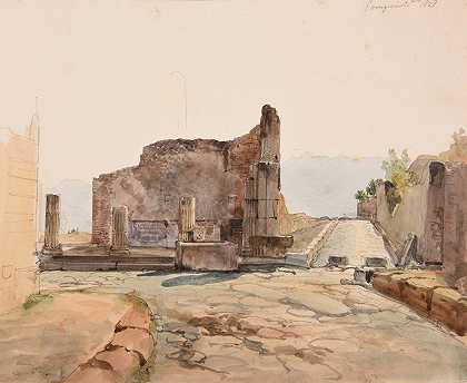 庞贝的街道和废墟`Rues et ruines à Pompéi by Jacques-Raymond Brascassat