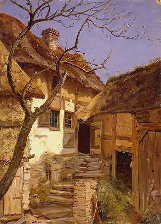 老德国农场`Old German Farm (1840) by Adolph Tidemand