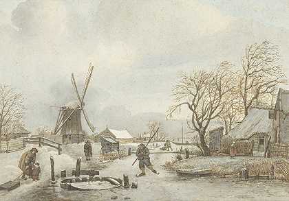 Windows共享`Winterlandschap (1815) by Gerrit Lamberts
