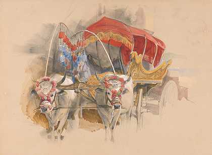 土耳其阿拉巴画`A Turkish Araba Drawn by Two White Oxen, Constantinople (1841) by Two White Oxen, Constantinople by John Frederick Lewis
