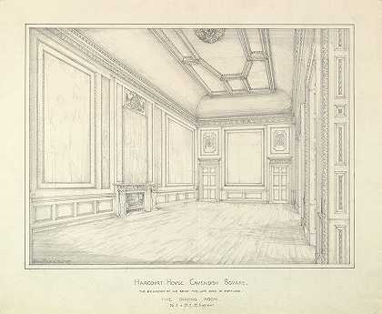 卡文迪什广场哈考特餐厅`Harcourt House Cavendish Square, The Dining Room (1880) by Henry Hodge