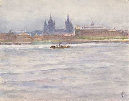 从河上看美因茨`Gezicht op Mainz vanaf de rivier (1894) by Carel Nicolaas Storm van ;s-Gravesande