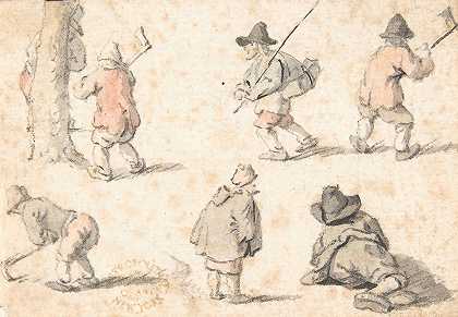 农民研究`Studies of Peasants (1625–85) by Herman Saftleven