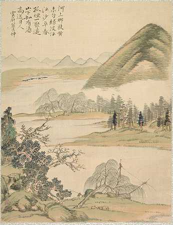 春天的柳枝`Willow Branches in Spring (1847) by Tsubaki Chinzan