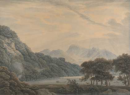 乌尔斯瓦特的头像，左边是帕特代尔小屋`The Head of Ullswater, With the Lodge of Patterdale on the Left by Thomas Sunderland