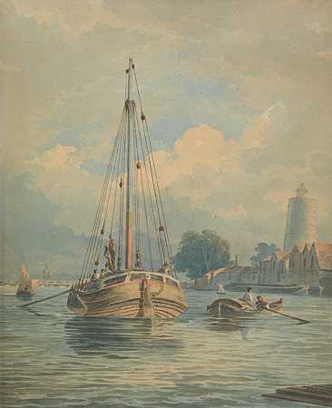 在泰晤士河上`On the Thames by John Varley