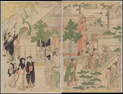 新年的早晨`New Year’s Morning (late 18th century – early 19th century) by Torii Kiyonaga