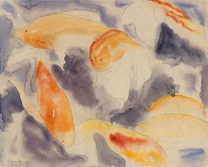 鱼类系列，第4号`Fish Series, No. 4 (1916) by Charles Demuth