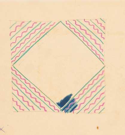 镶嵌桌面的各种小草图。][设计采用之字形图案`Miscellaneous small sketches for inlaid table tops.] [Design with zig~zag motif (1930) by Winold Reiss