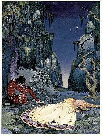 维奥莱特欣然同意在森林里过夜`Violette consented willingly to pass the night in the forest (1920) by Virginia Frances Sterrett