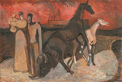 火灾难民`Fire – Refugees (1938) by Cyprián Majerník