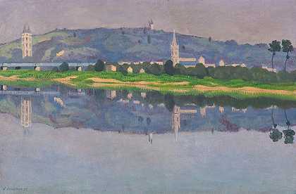 卢瓦尔河畔乌登`Oudon~Sur~Loire (1923) by Félix Vallotton