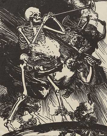 死亡与地球上的激情`La Mort et les Passions fondant sur la terre (1914) by Auguste Louis Lepère