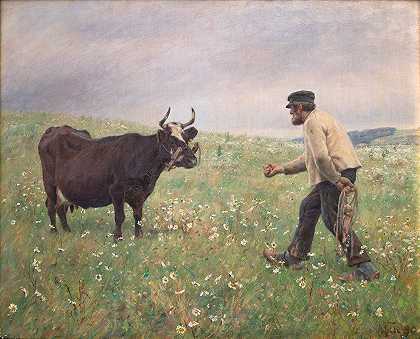 恩科洛斯`En ko løs (1889 ~ 1890) by Hans Michael Therkildsen